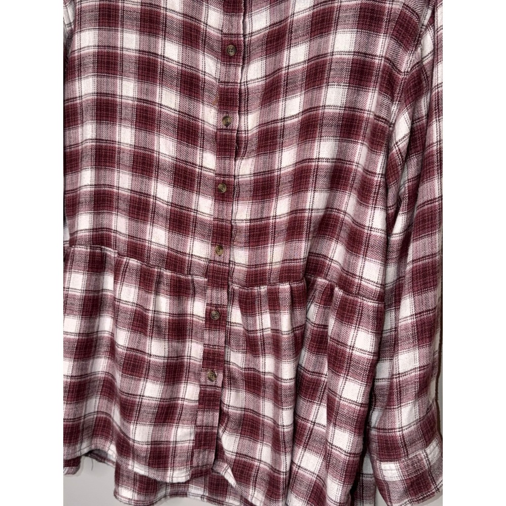 American Eagle Plaid Babydoll Tunic Flannel Top Boho Western - Picture 7 of 7